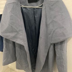 Tahari Pale Light Blue Marla Oversized Wrap Coat Sz Medium No Belt